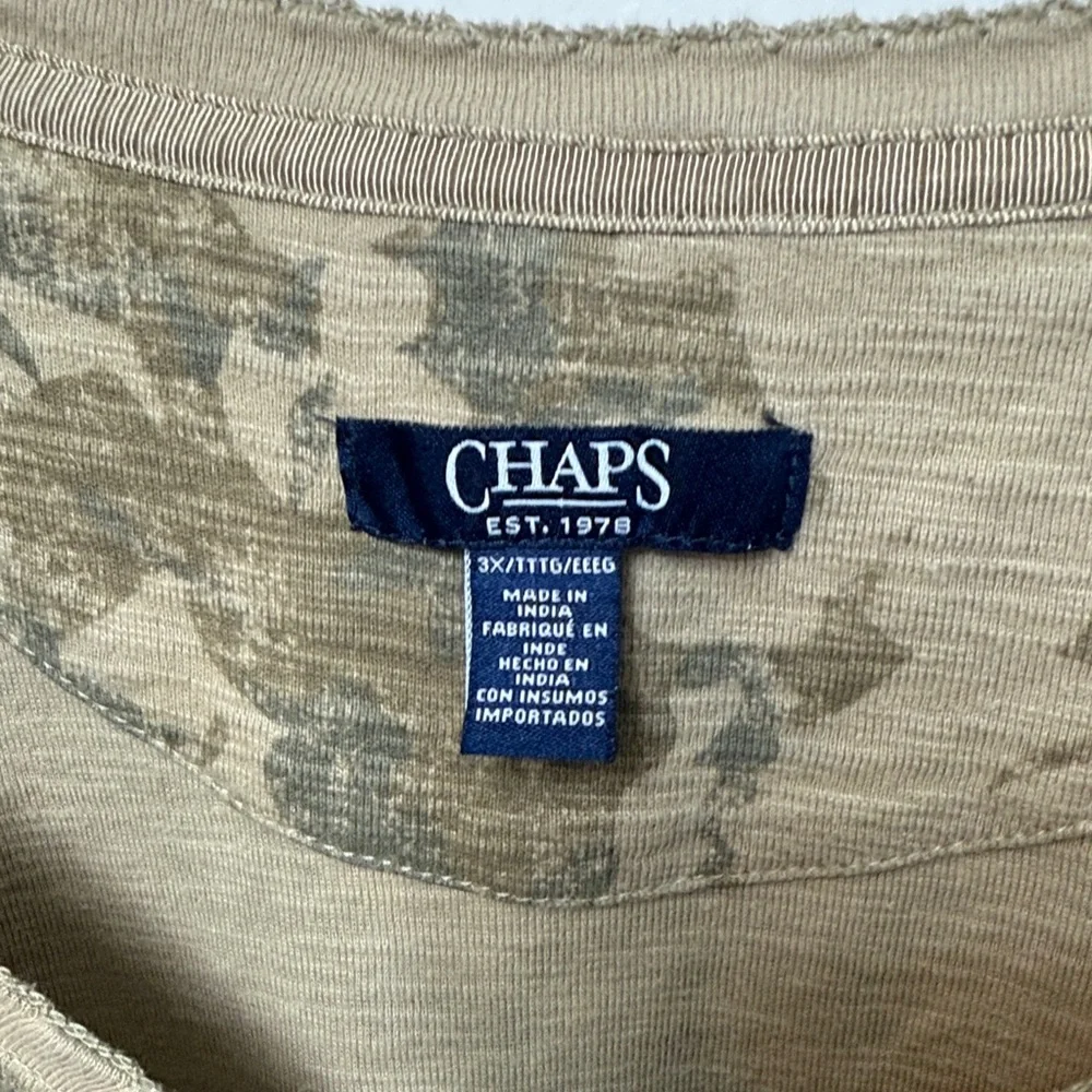Chaps Women's 3X Camouflage V-neck 3/4 sleeve cotton top perfect condition - Picture 2 of 4